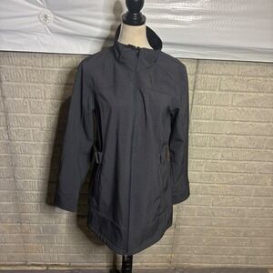 Free Country Womens Softshell Jacket Charcoal Gray Faux Fur Lined Full Zip Large